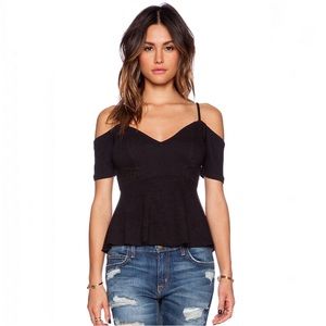 Free People ‘In Love’ Convertible Peplum Top in Black Size XS
